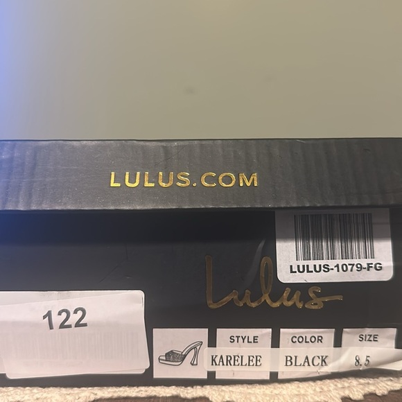 Lulus Karelee Black Suede Rhinestone Platform High Heel Sandals 8.5 - Picture 5 of 9